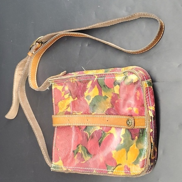 Patricia Nash Floral Squares Leather Venezia Pouch Crossbody - Picture 1 of 15